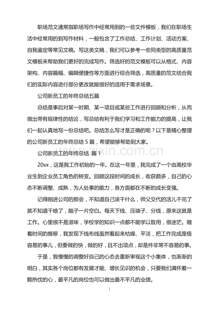 2022年公司新员工的年终总结.doc_第1页