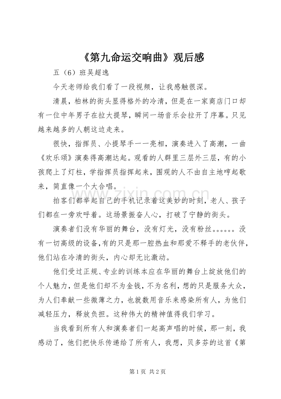 《第九命运交响曲》观后感.docx_第1页