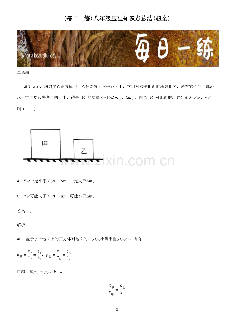 八年级压强知识点总结.pdf_第1页