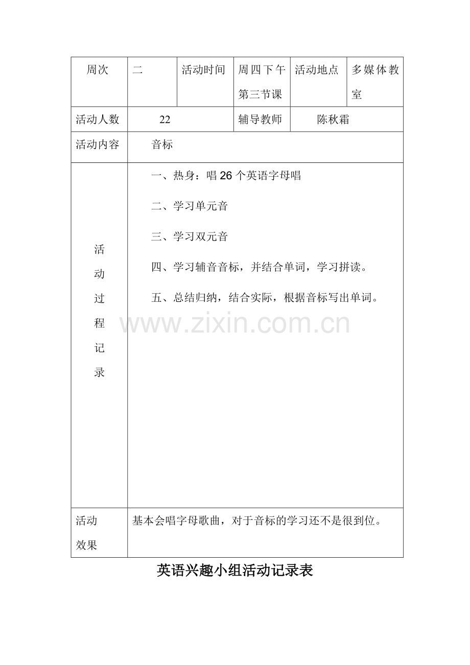 小学英语兴趣小组活动记录.doc_第2页