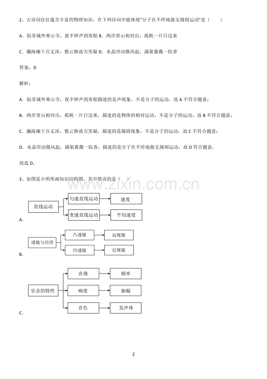 人教版2022年初中物理声现象知识集锦.pdf_第2页