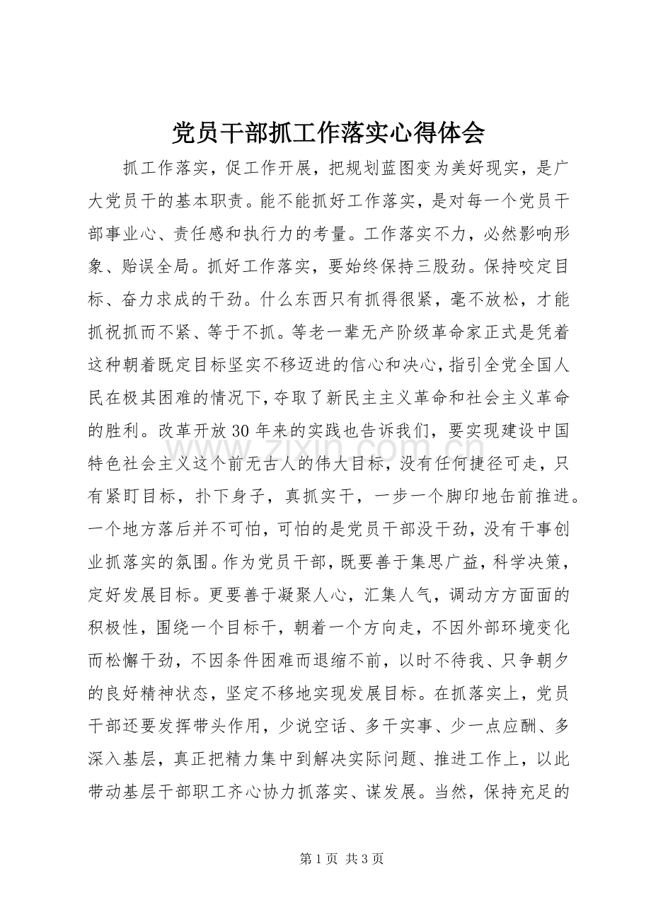 党员干部抓工作落实心得体会.docx_第1页