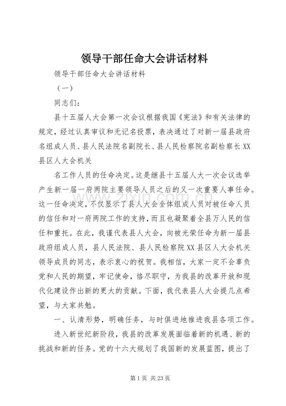 领导干部任命大会讲话材料.docx_第1页