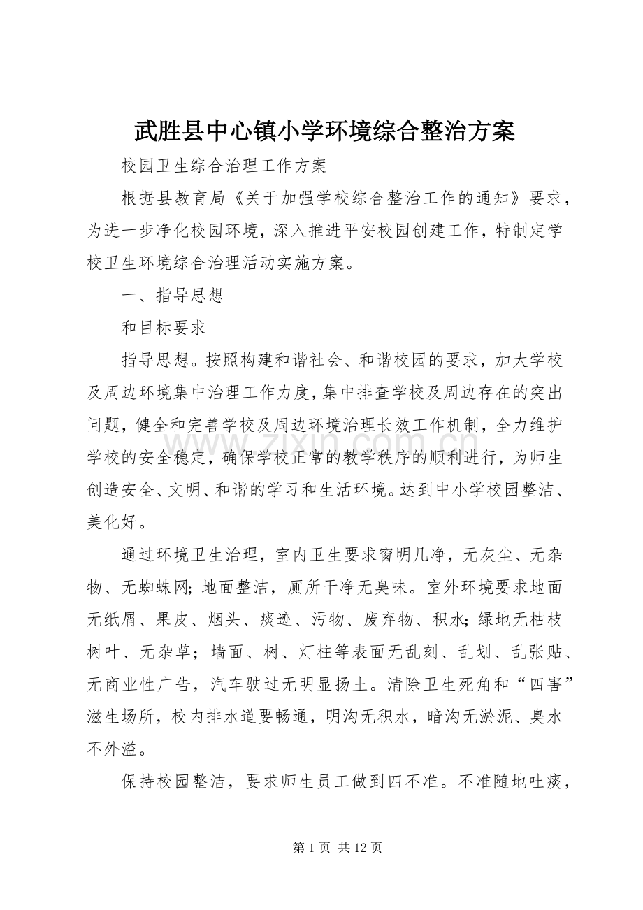 武胜县中心镇小学环境综合整治实施方案.docx_第1页