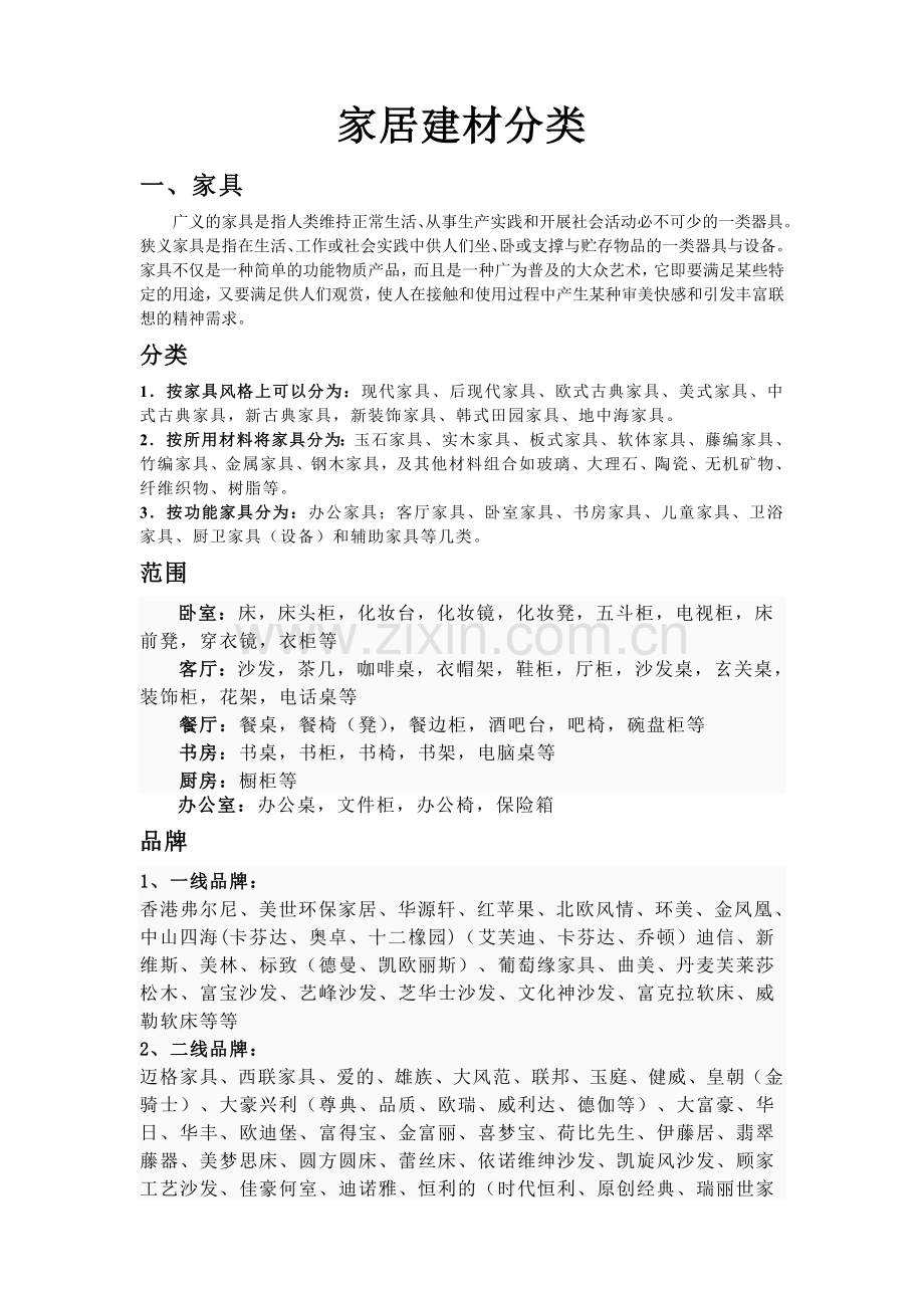 家居建材分类及品牌企业.doc_第1页