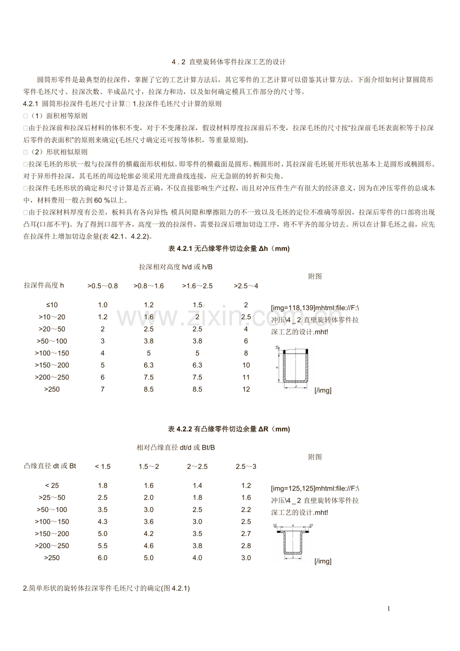 圆筒拉深件毛坯尺寸计算.doc_第1页