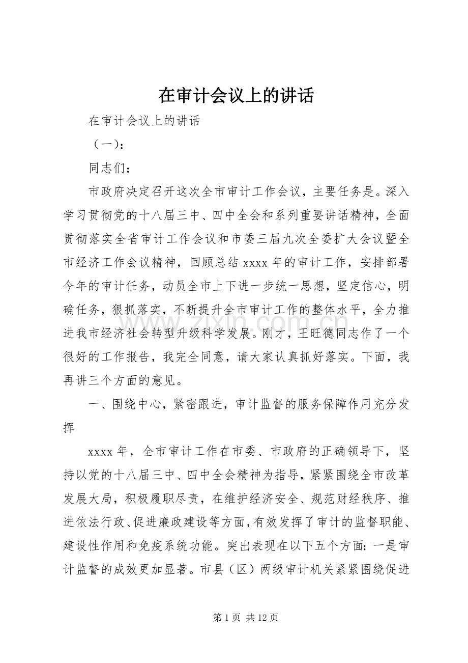 在审计会议上的讲话.docx_第1页