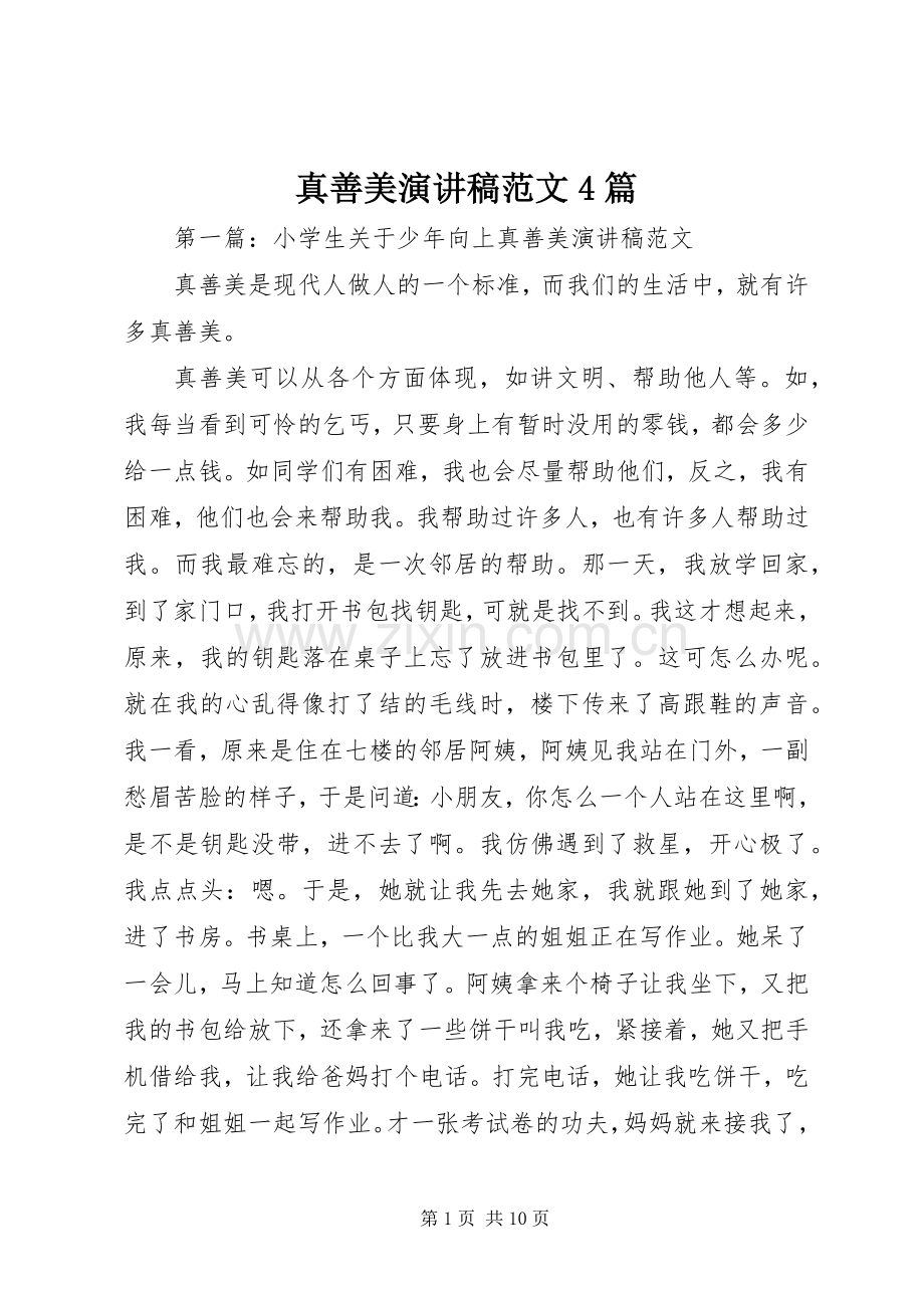 真善美演讲稿范文4篇.docx_第1页