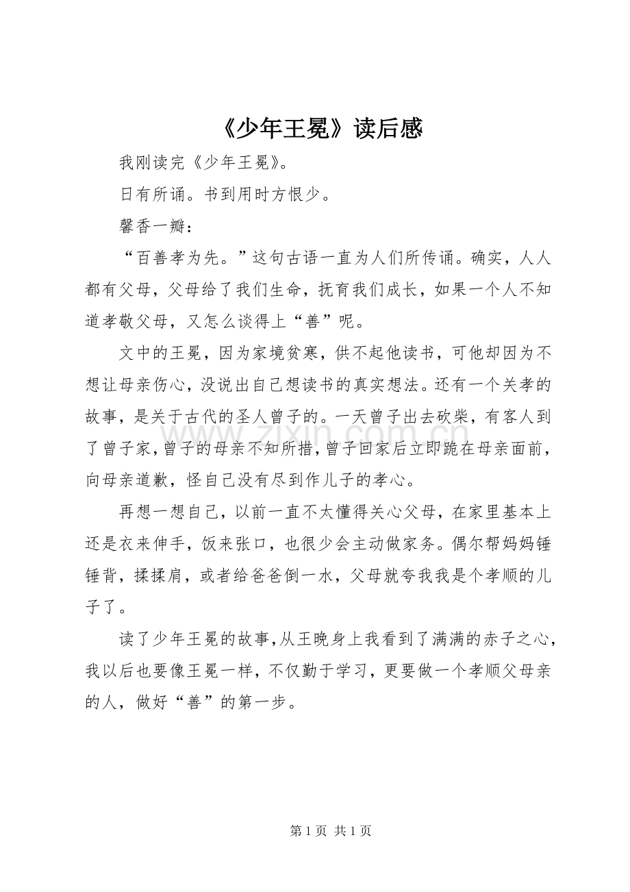 《少年王冕》读后感.docx_第1页