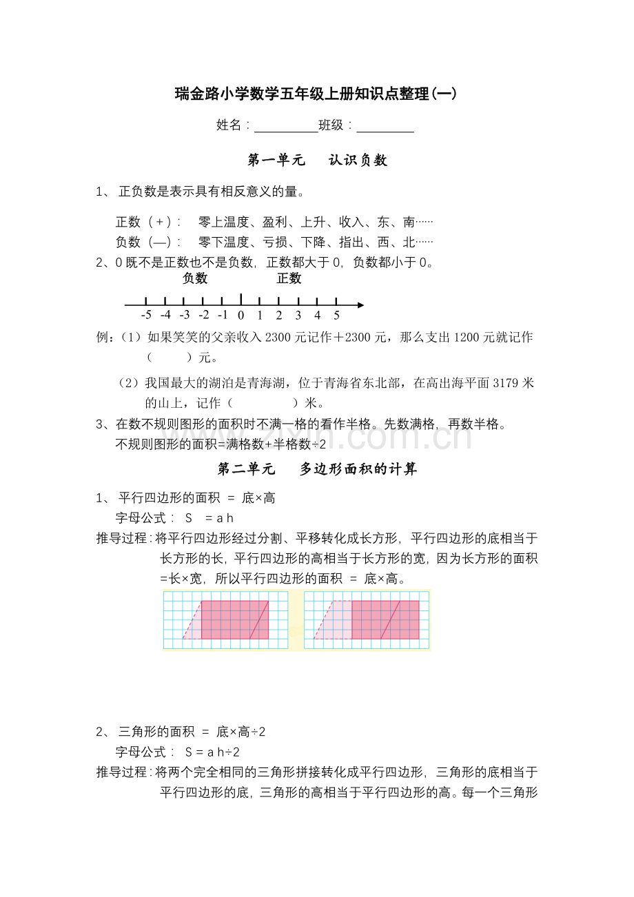 苏教版五年级上数学知识点1(1-2单元).doc_第1页