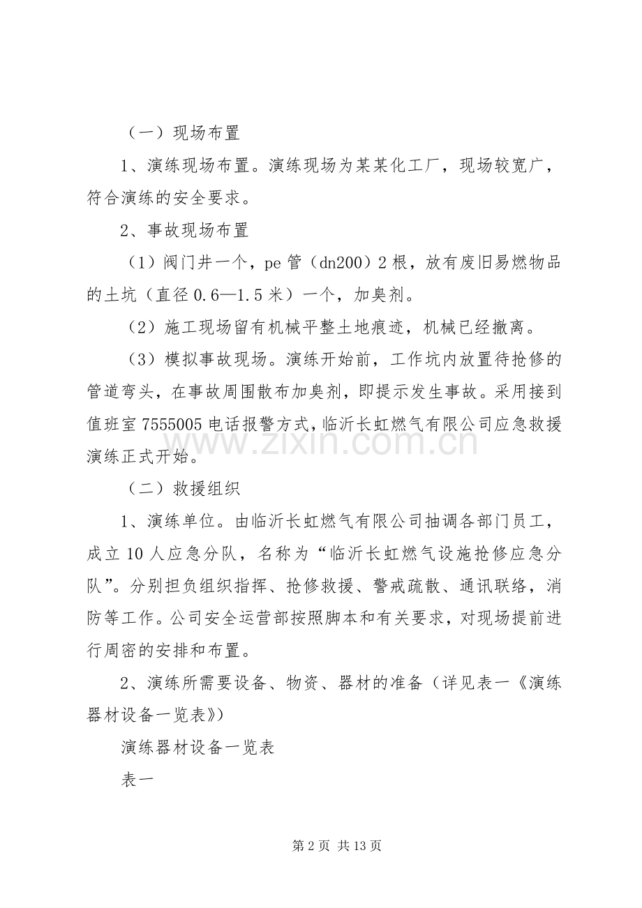燃气突发抢修抢险应急救援演练方案.docx_第2页