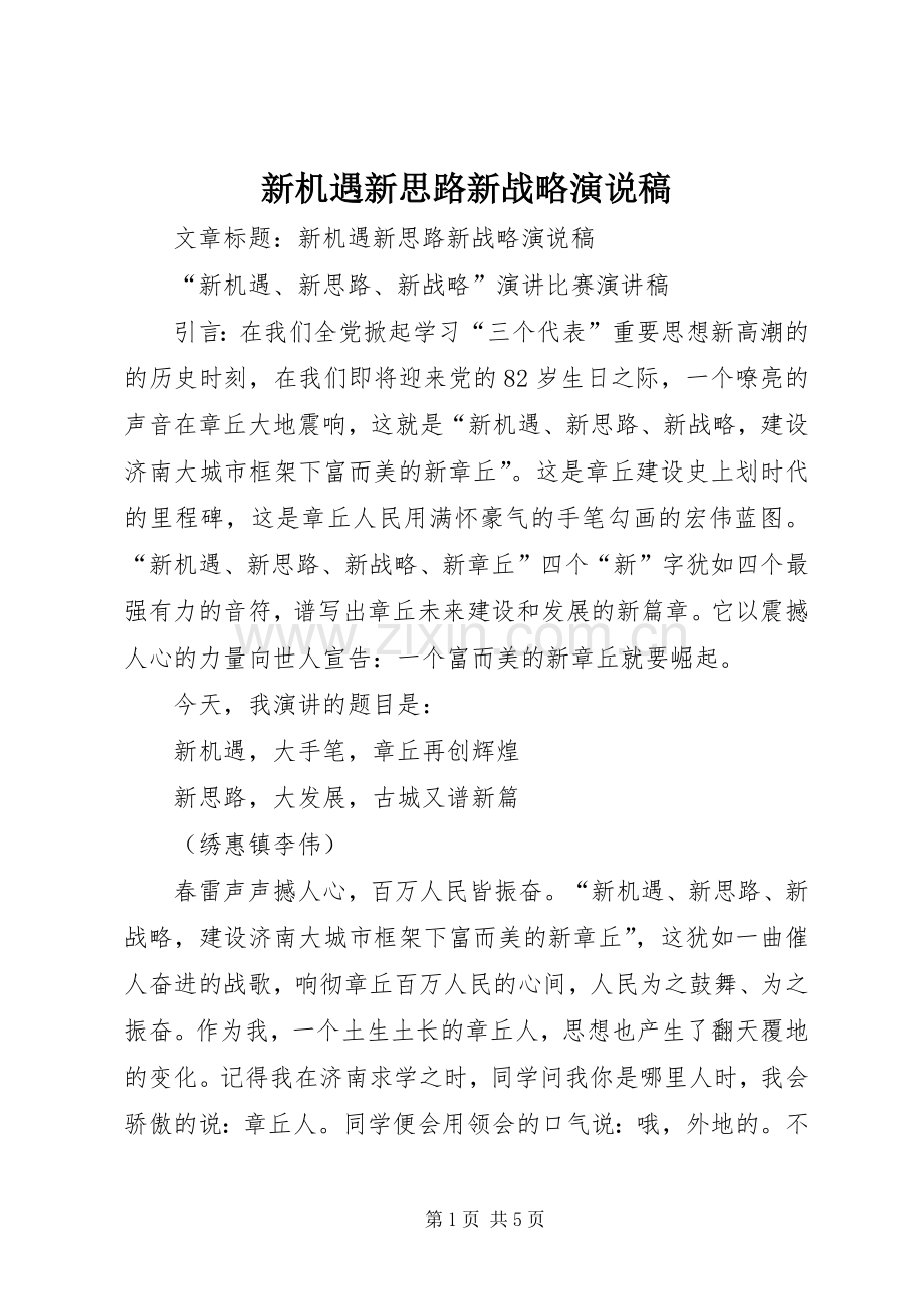 新机遇新思路新战略演说稿.docx_第1页