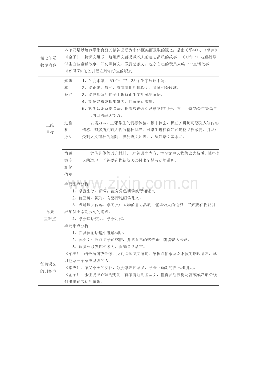 三年级语文上册第七单元教学目标对比.doc_第2页
