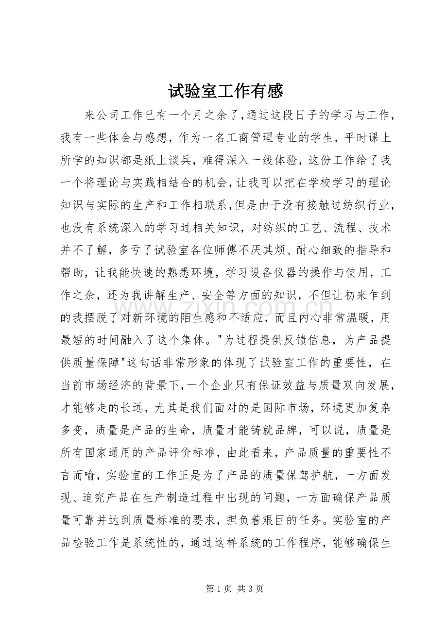 试验室工作有感.docx_第1页