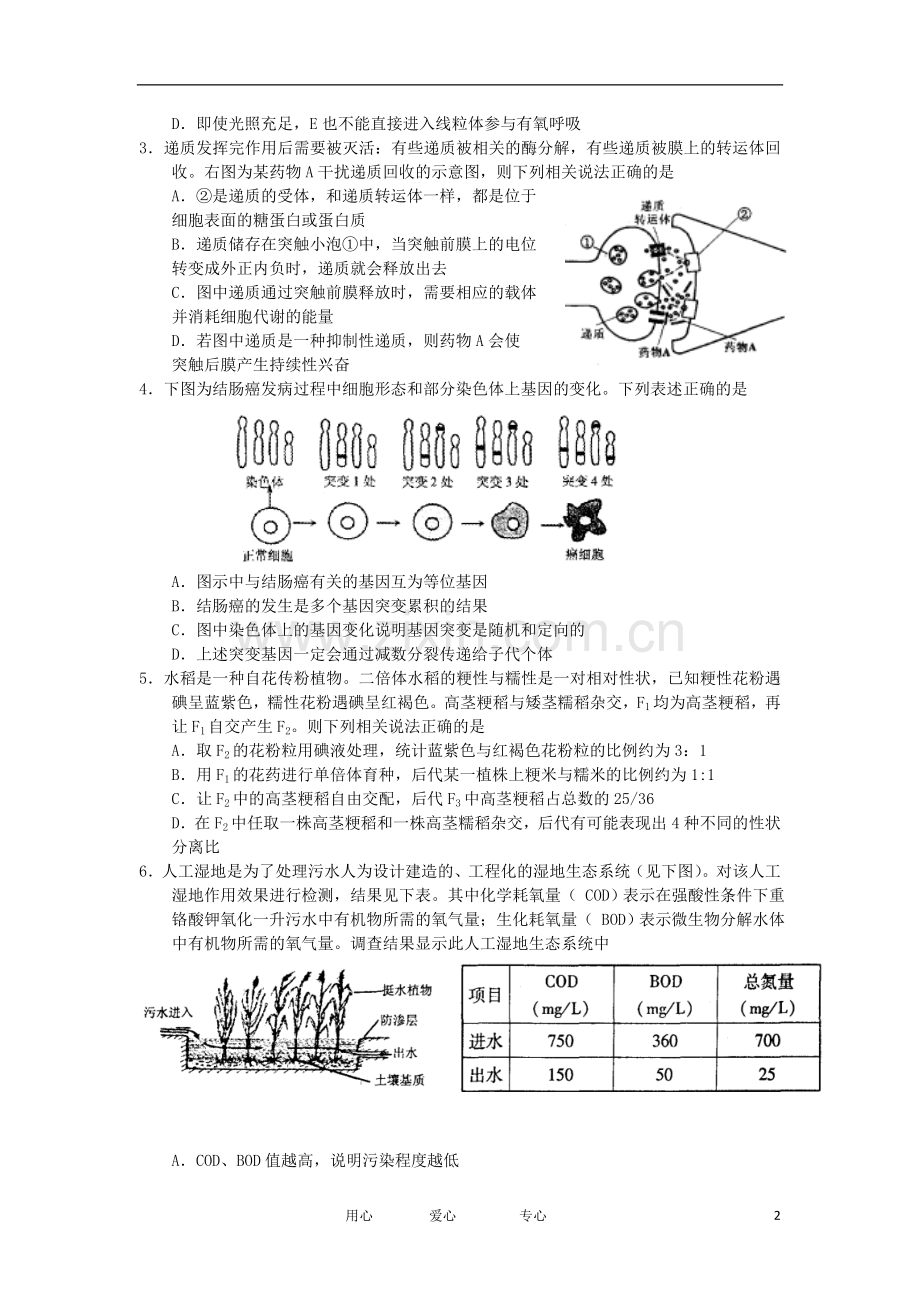 河南省郑州市高考理综毕业班考前检测(二).doc_第2页