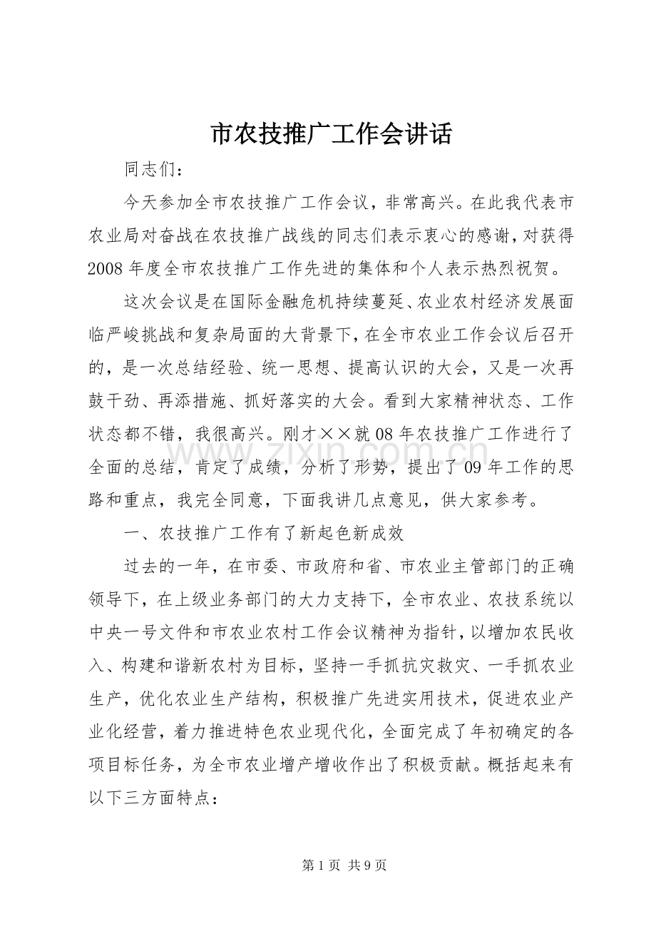 市农技推广工作会讲话.docx_第1页