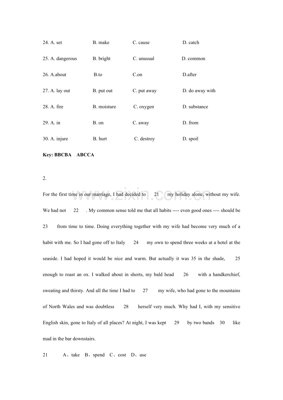 2023年大学英语B完形填空(4月网考).doc_第2页