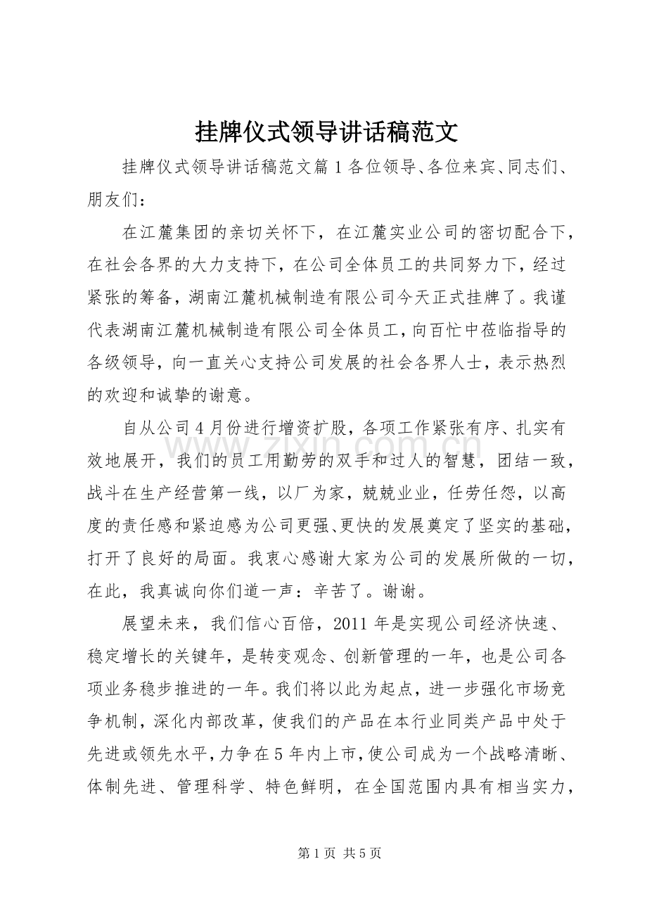 挂牌仪式领导讲话稿范文.docx_第1页