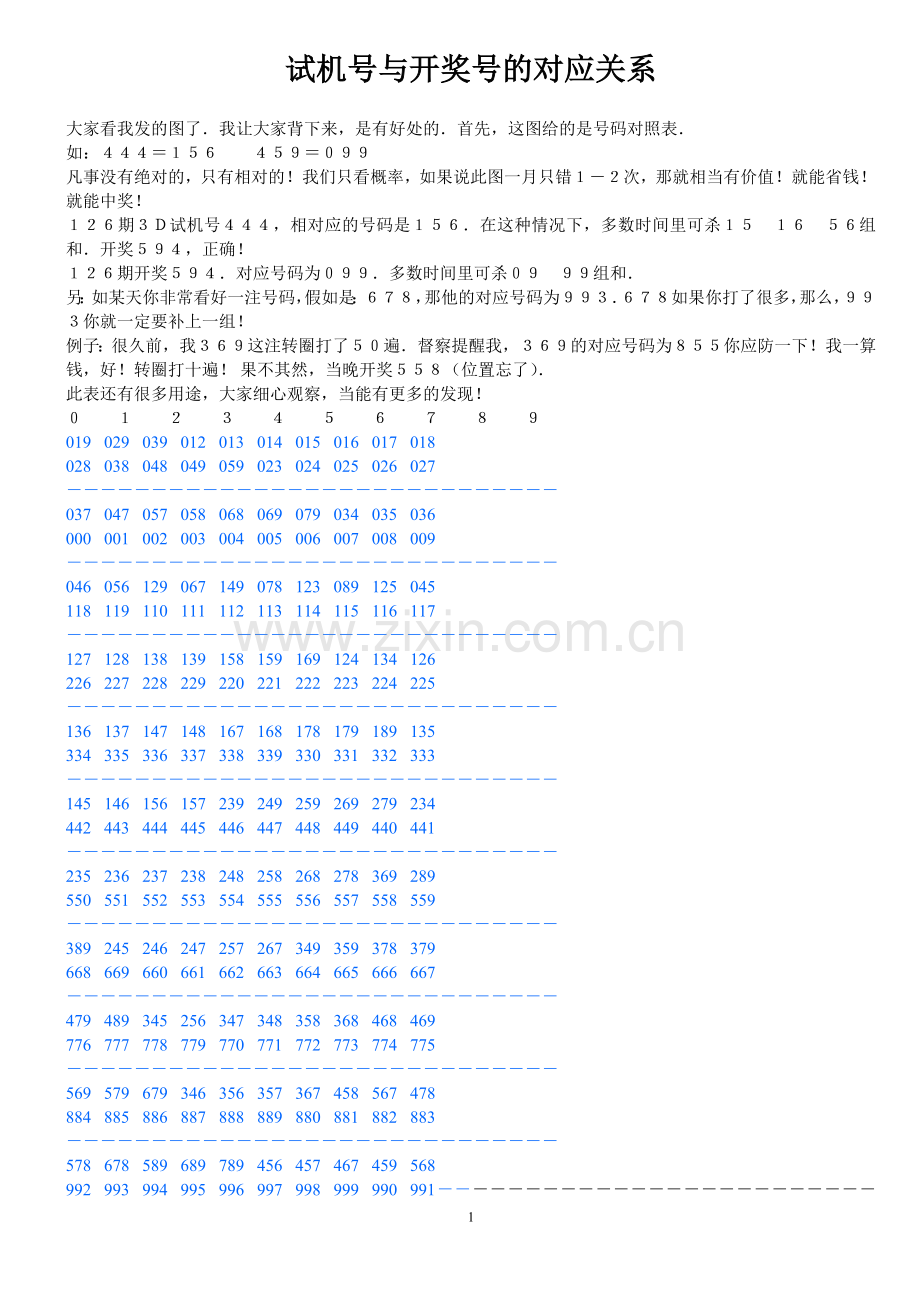 试机号与开奖号的对应关系.doc_第1页
