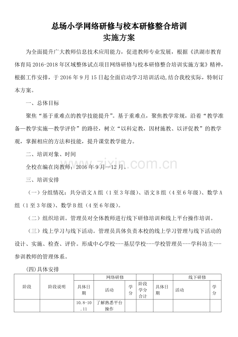 大同网络研修与校本整合培训实施方案.doc_第1页