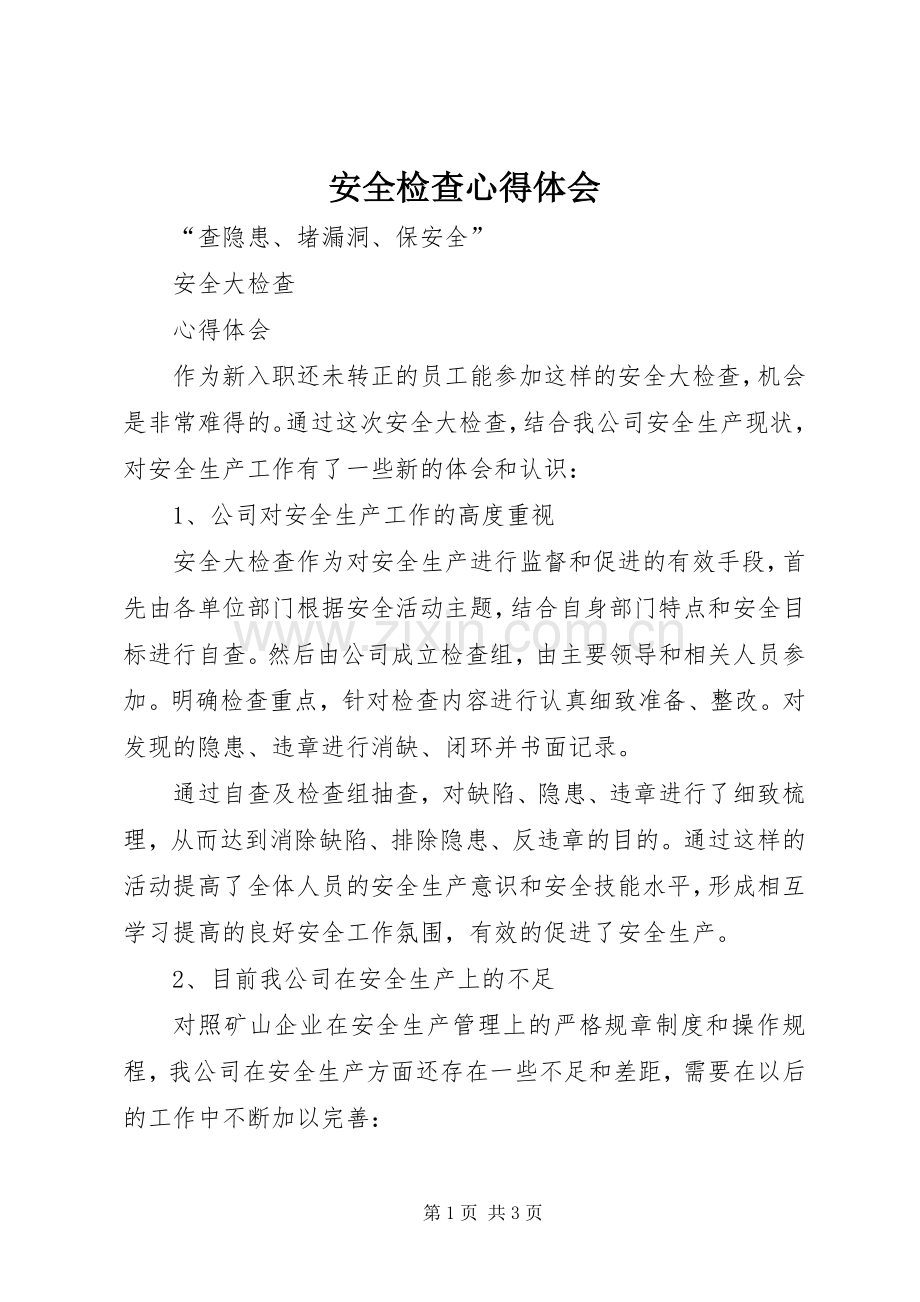 安全检查心得体会.docx_第1页