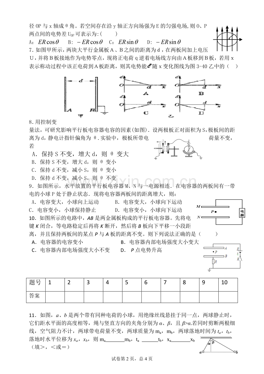 静电场综合复习卷-测试卷含各个知识点含答案.doc_第2页