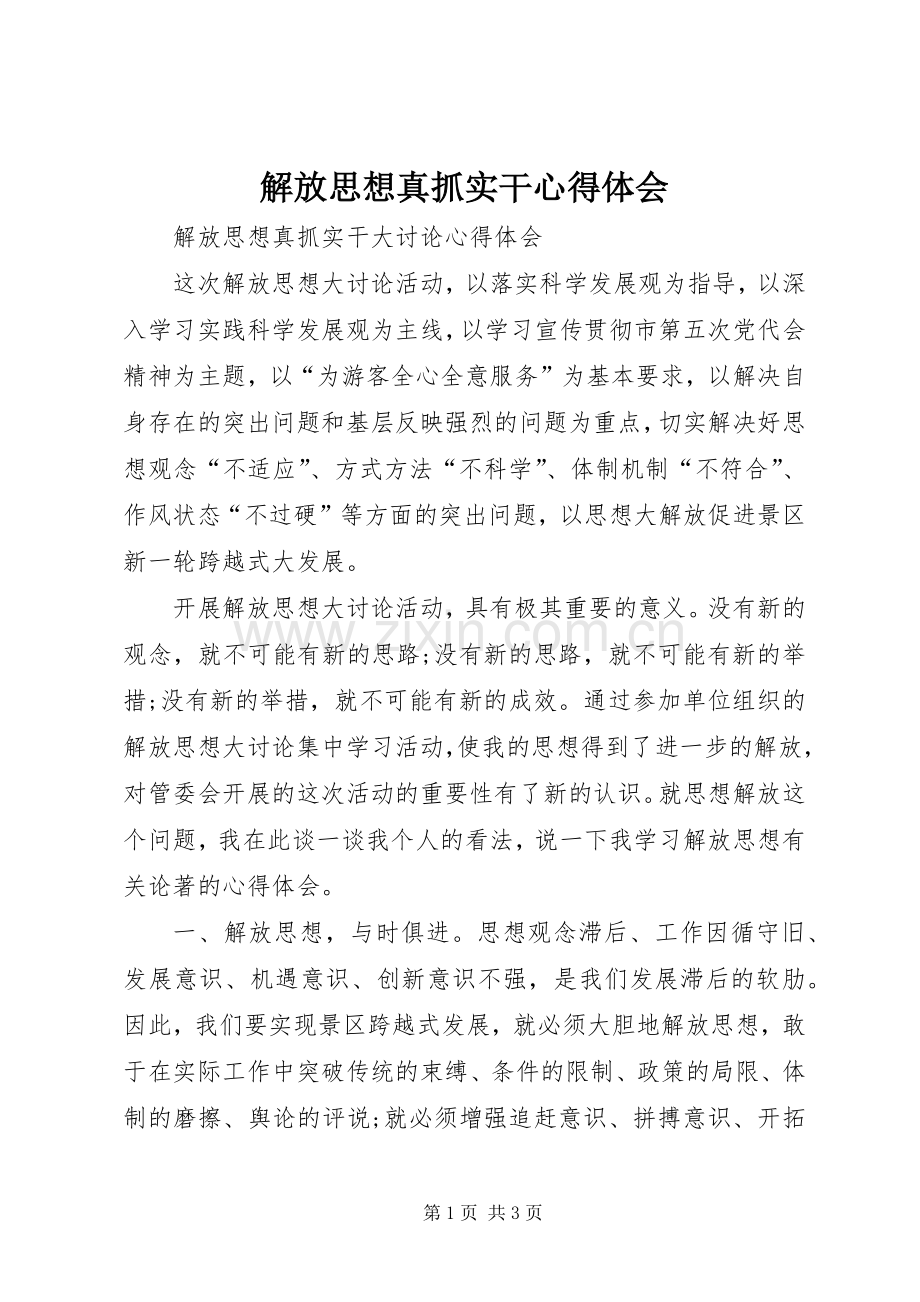 解放思想真抓实干心得体会.docx_第1页