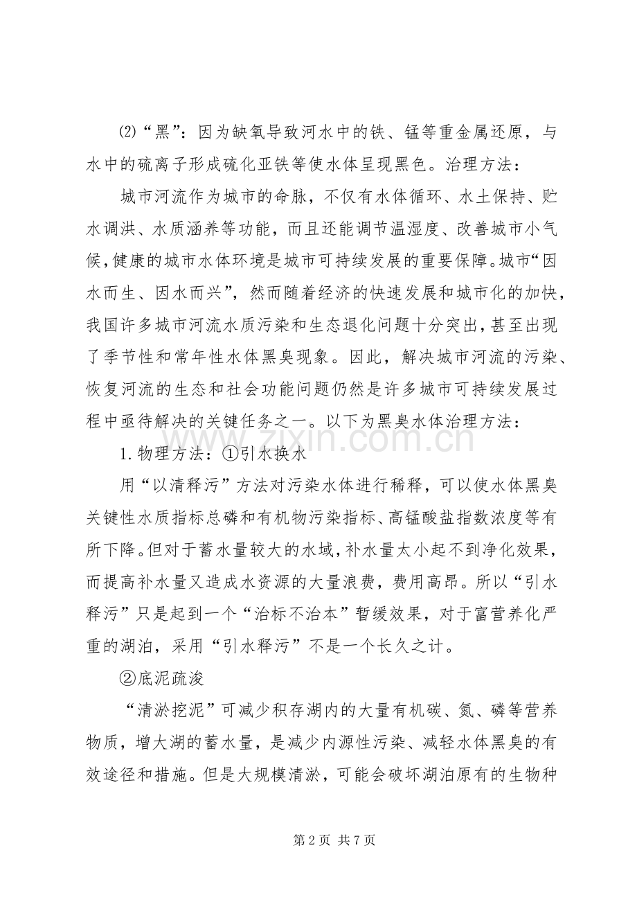 黑臭河道治理,黑臭河道实施方案,臭水沟治理,太臭了不能开窗.docx_第2页