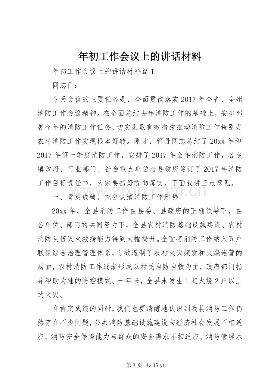 年初工作会议上的讲话材料.docx_第1页