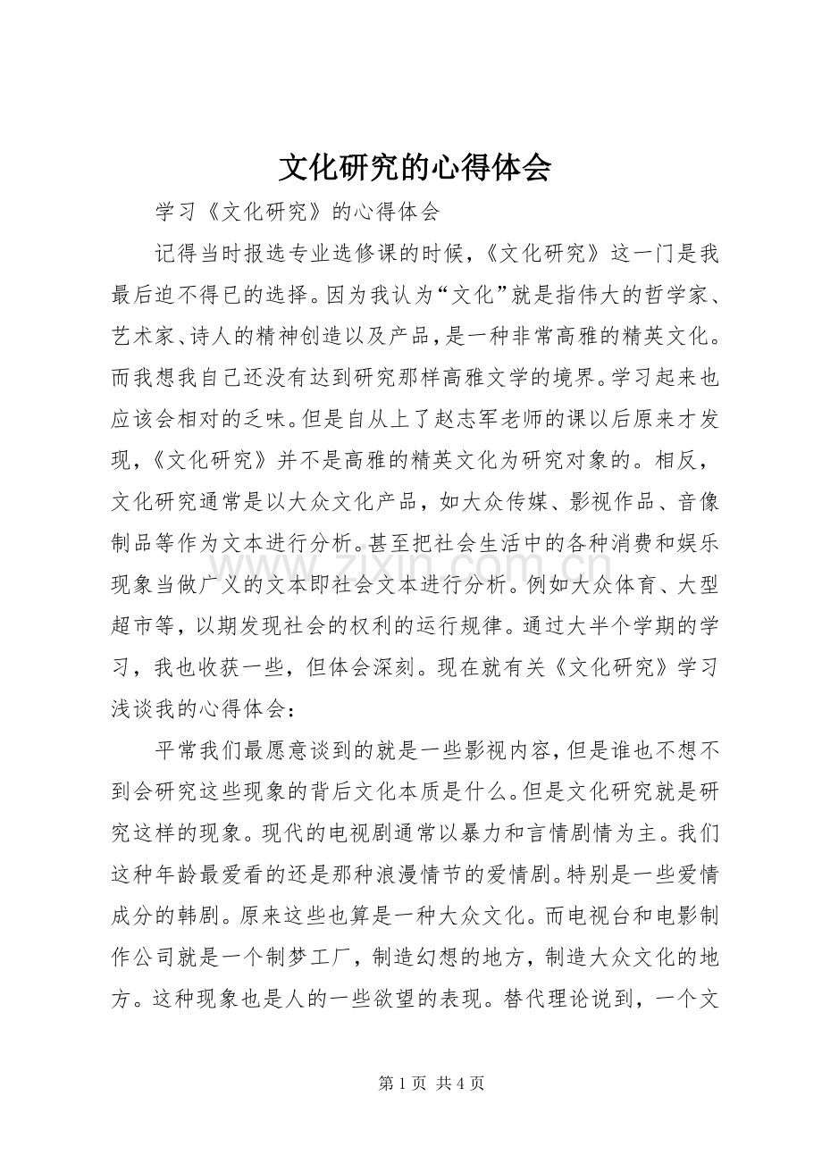 文化研究的心得体会.docx_第1页