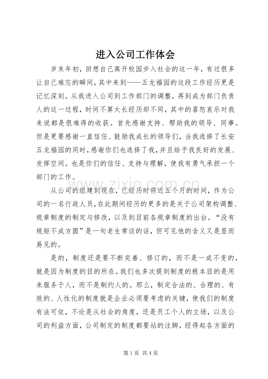 进入公司工作体会.docx_第1页
