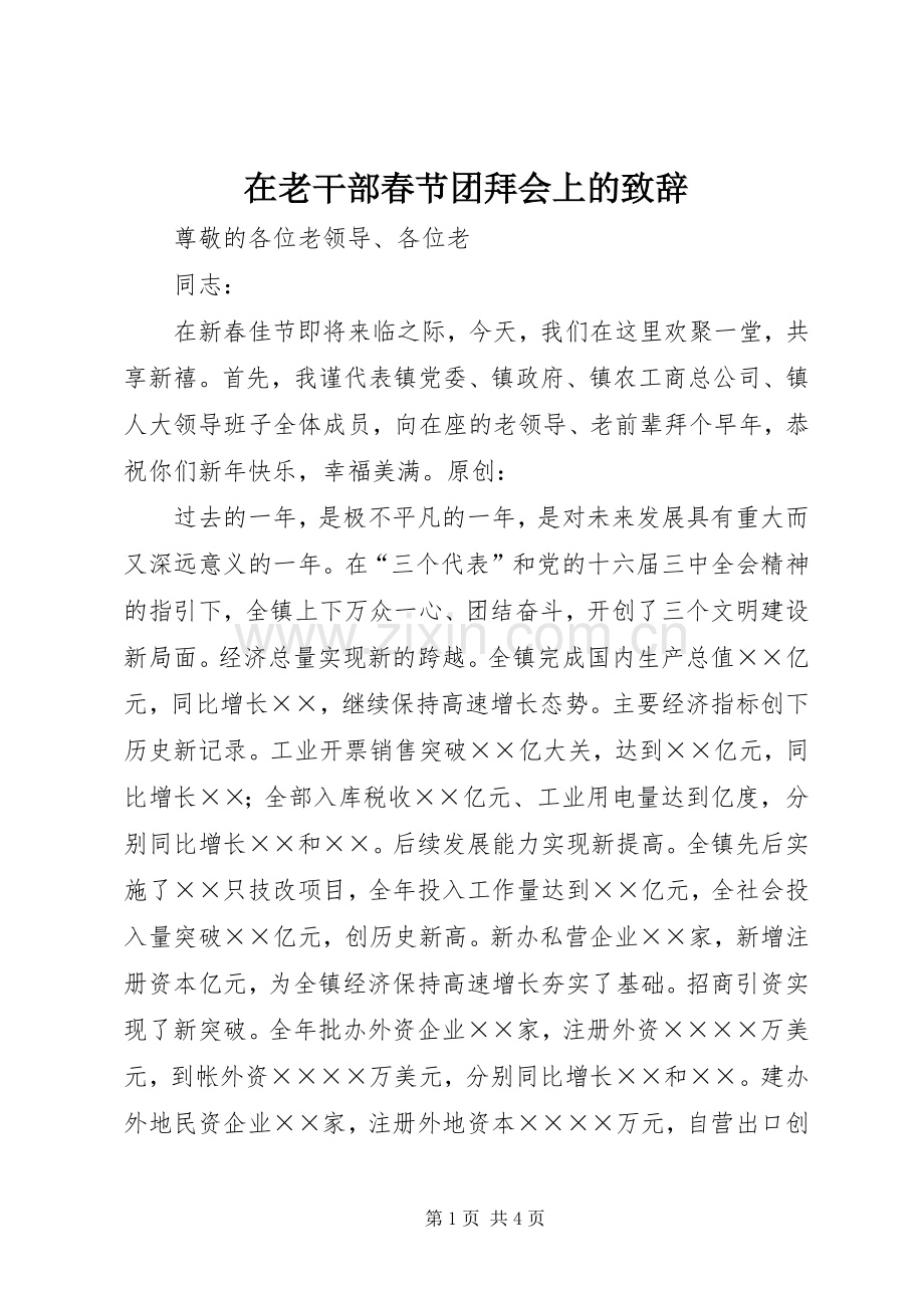 在老干部春节团拜会上的致辞.docx_第1页