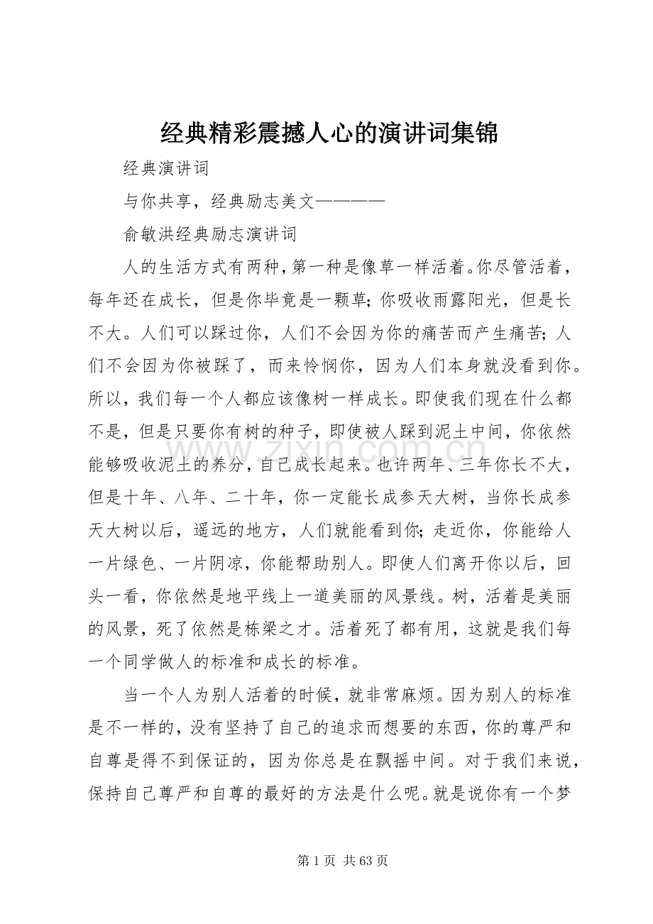 经典精彩震撼人心的演讲词集锦.docx_第1页