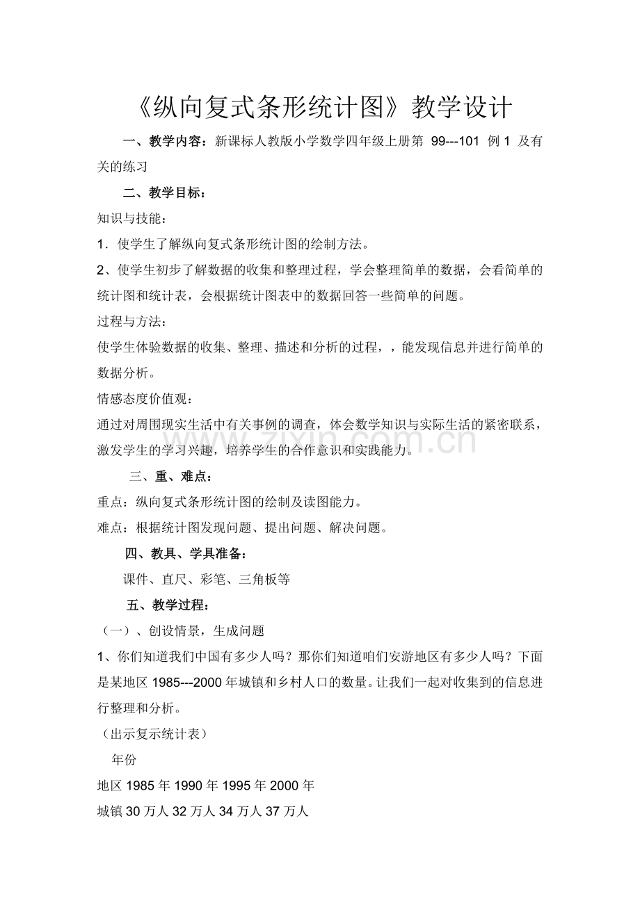 《纵向复式条形统计图》教学设计.doc_第1页