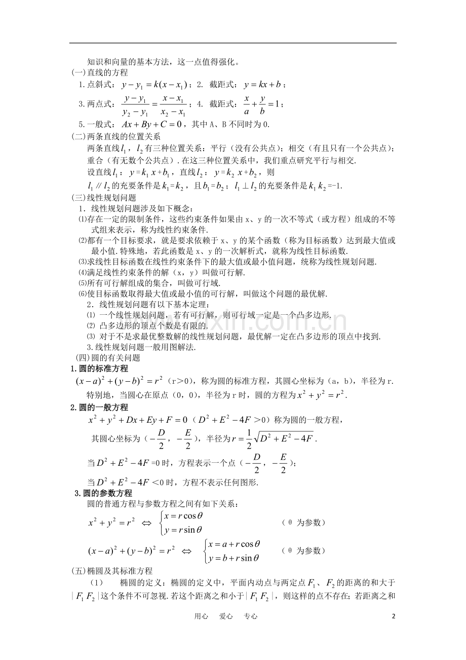 高三数学重点知识解析-解析几何题型与分析教案.doc_第2页