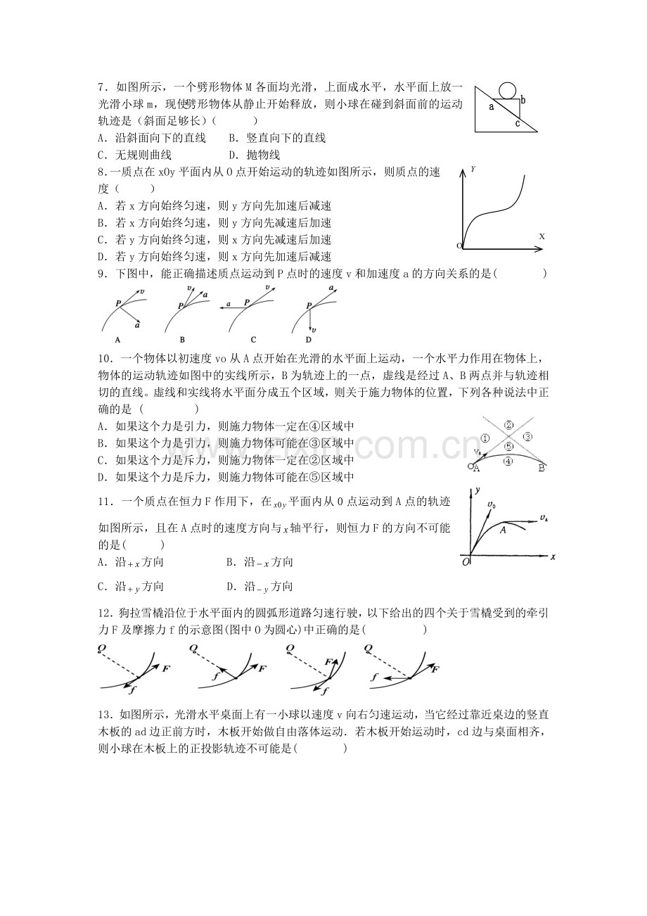 物体做曲线运动的条件--图形辨别题(有答案).doc_第2页