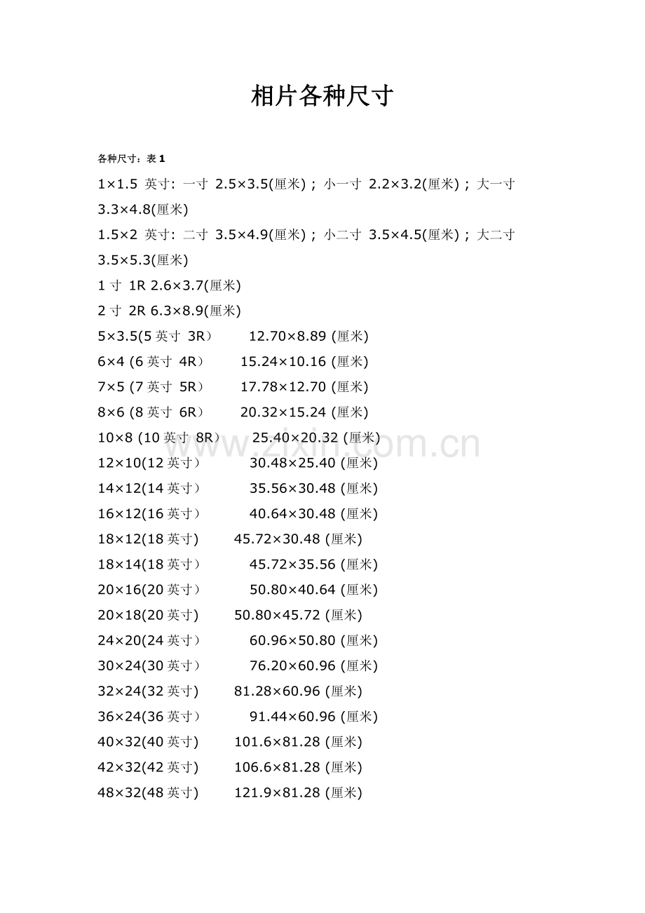 照片各种尺寸.doc_第1页