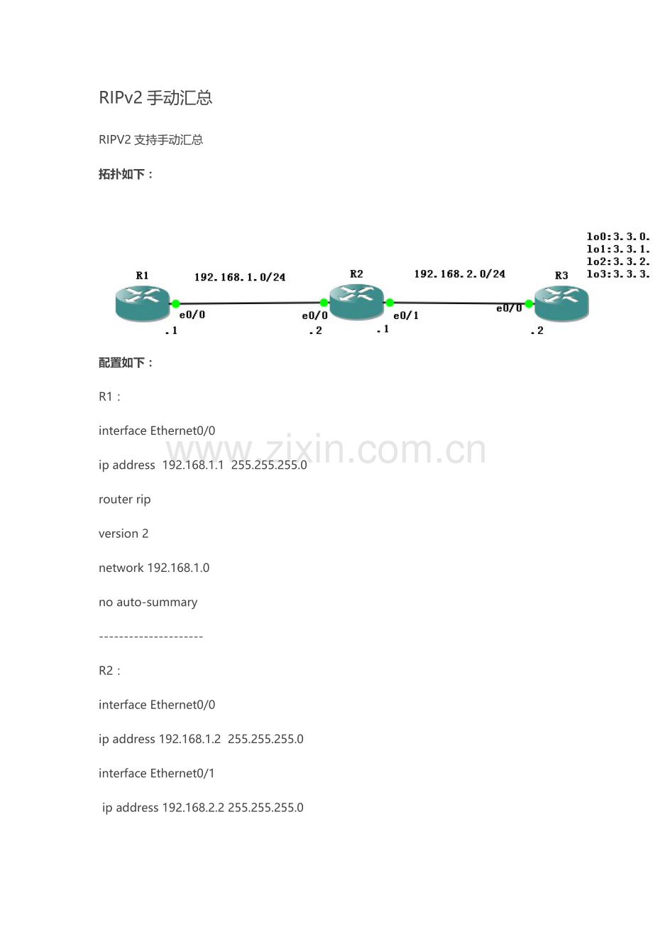 RIPv2手动汇总.docx_第1页