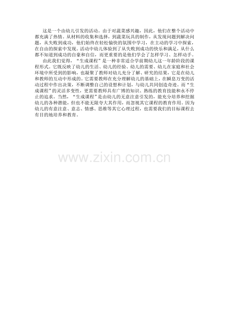 自制玩具蔬菜的反思.doc_第1页