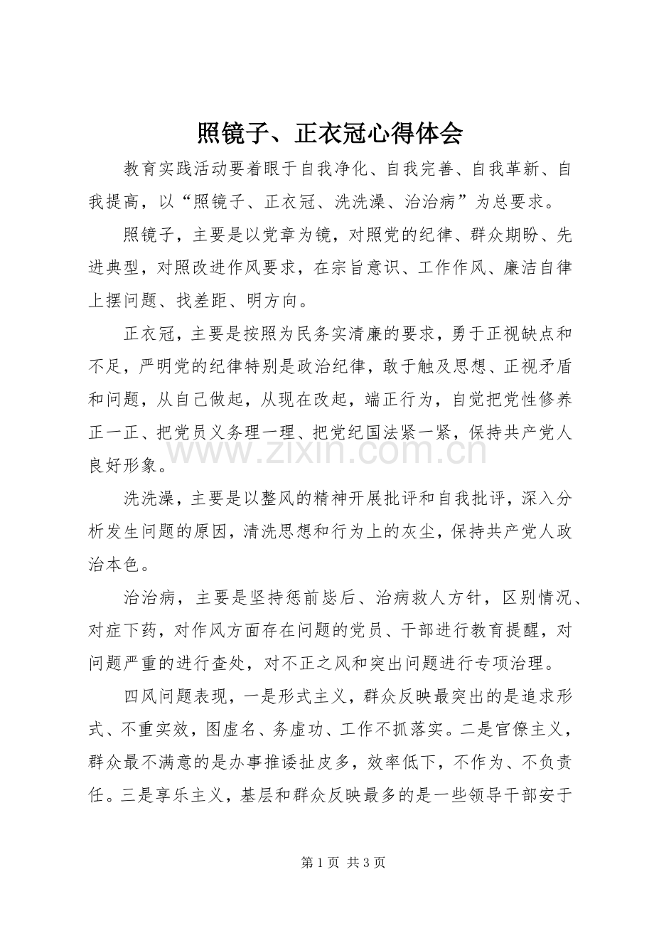 照镜子、正衣冠心得体会.docx_第1页