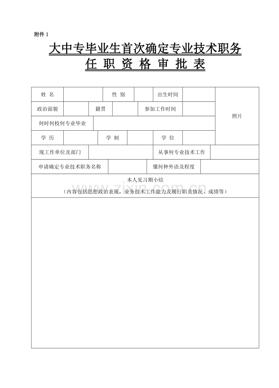 大中专结业生转正定级表.doc_第1页