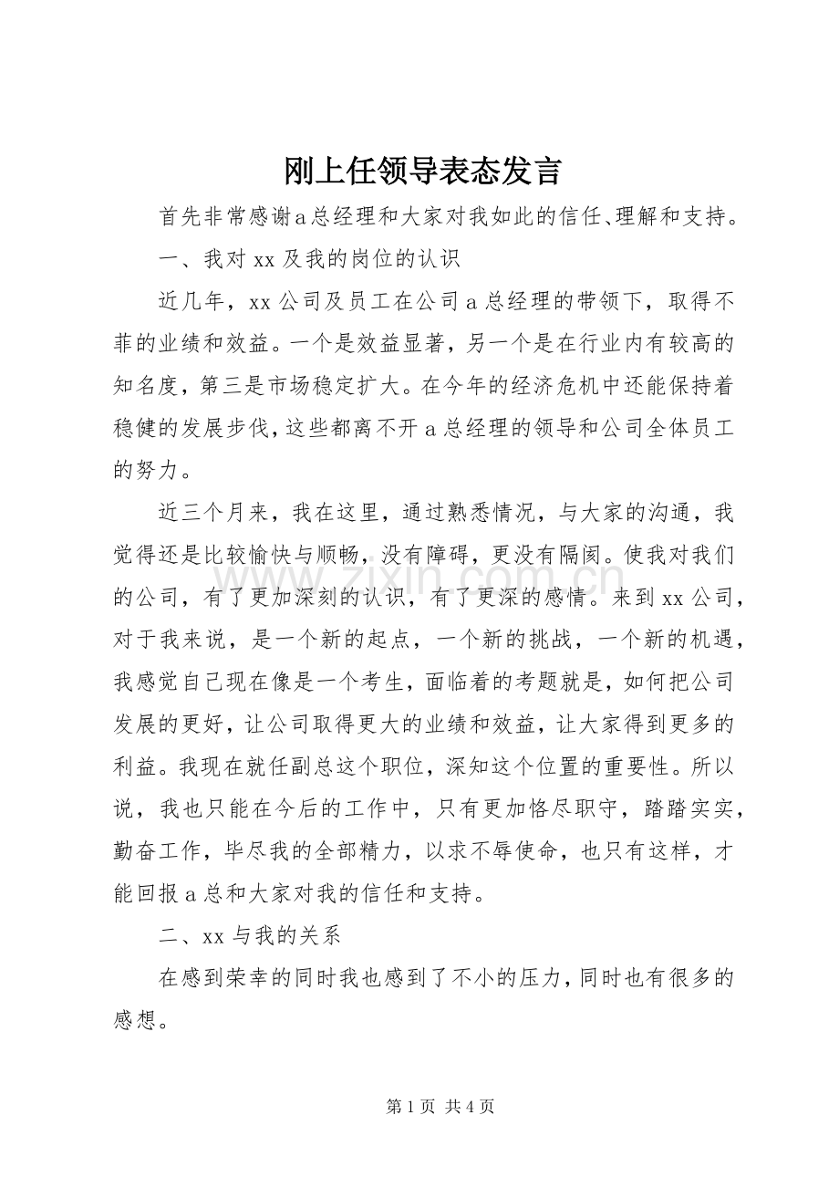 刚上任领导表态发言.docx_第1页