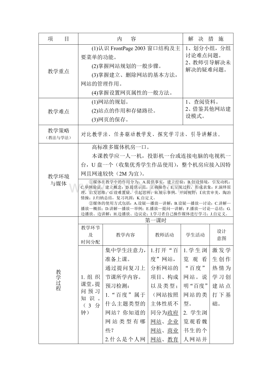 初中信息技术 创建站点 课堂教学设计表.doc_第2页