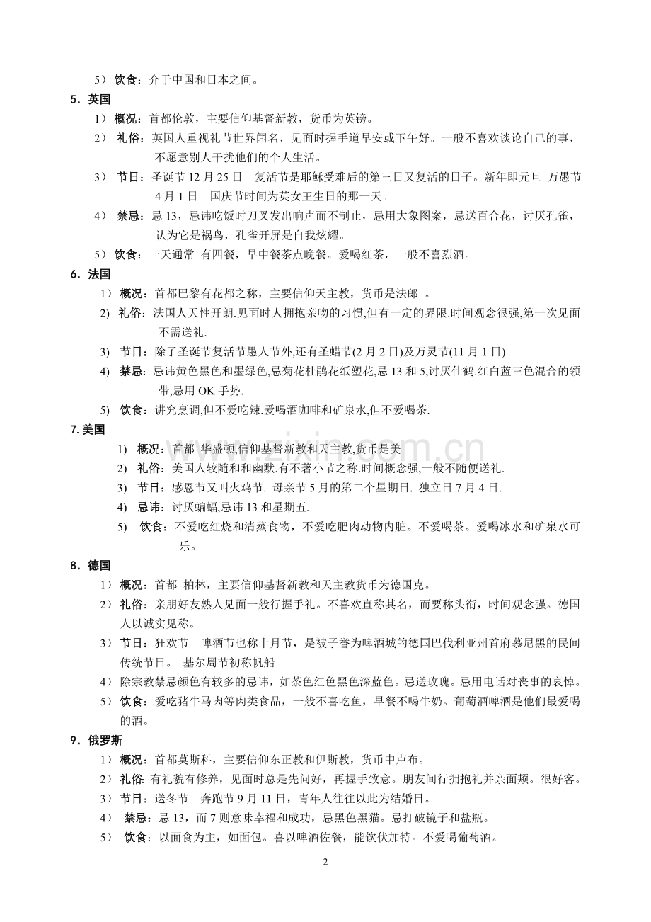 主要客源国的风俗习惯.doc_第2页
