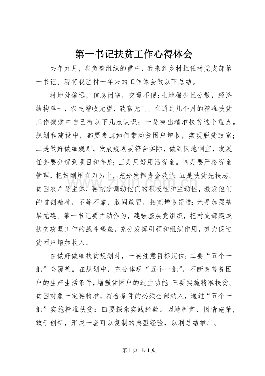 第一书记扶贫工作心得体会.docx_第1页