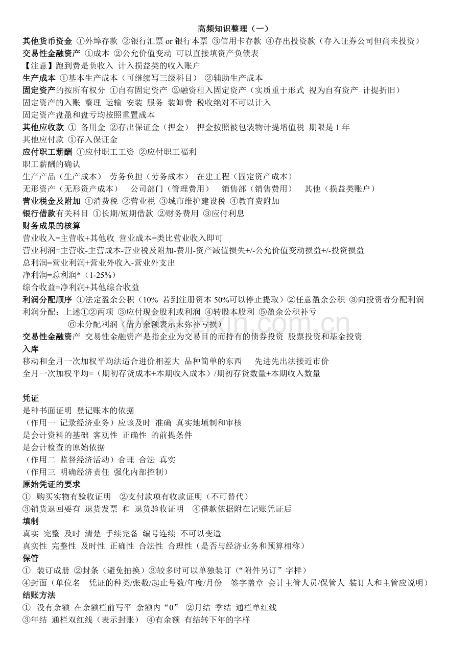 上海会计从业资格历年试题知识点整理(一).doc_第1页