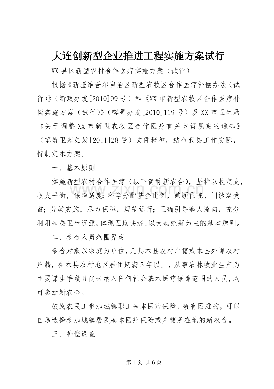 大连创新型企业推进工程方案试行 .docx_第1页