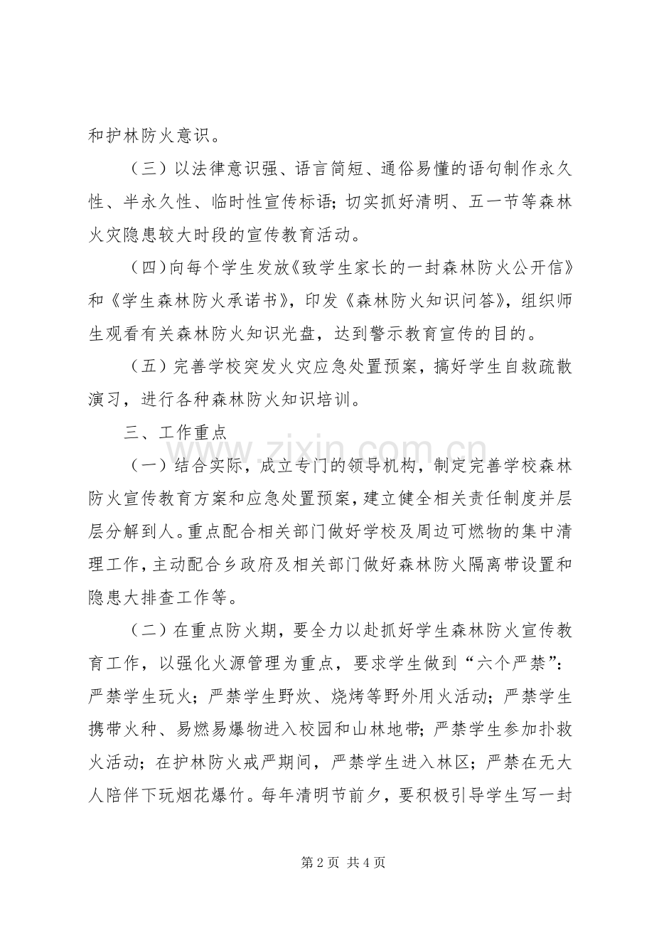 关于森林防火宣传教育活动的方案范文.docx_第2页