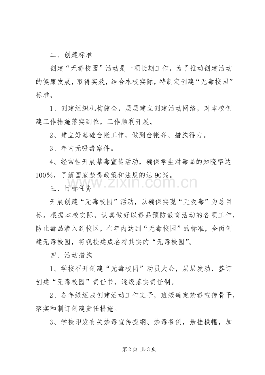 XX年XX年学年度创建无毒校园工作方案 ().docx_第2页