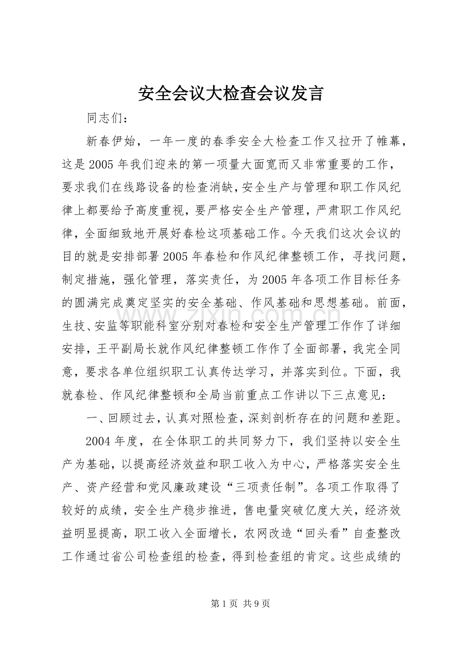 安全会议大检查会议发言.docx_第1页